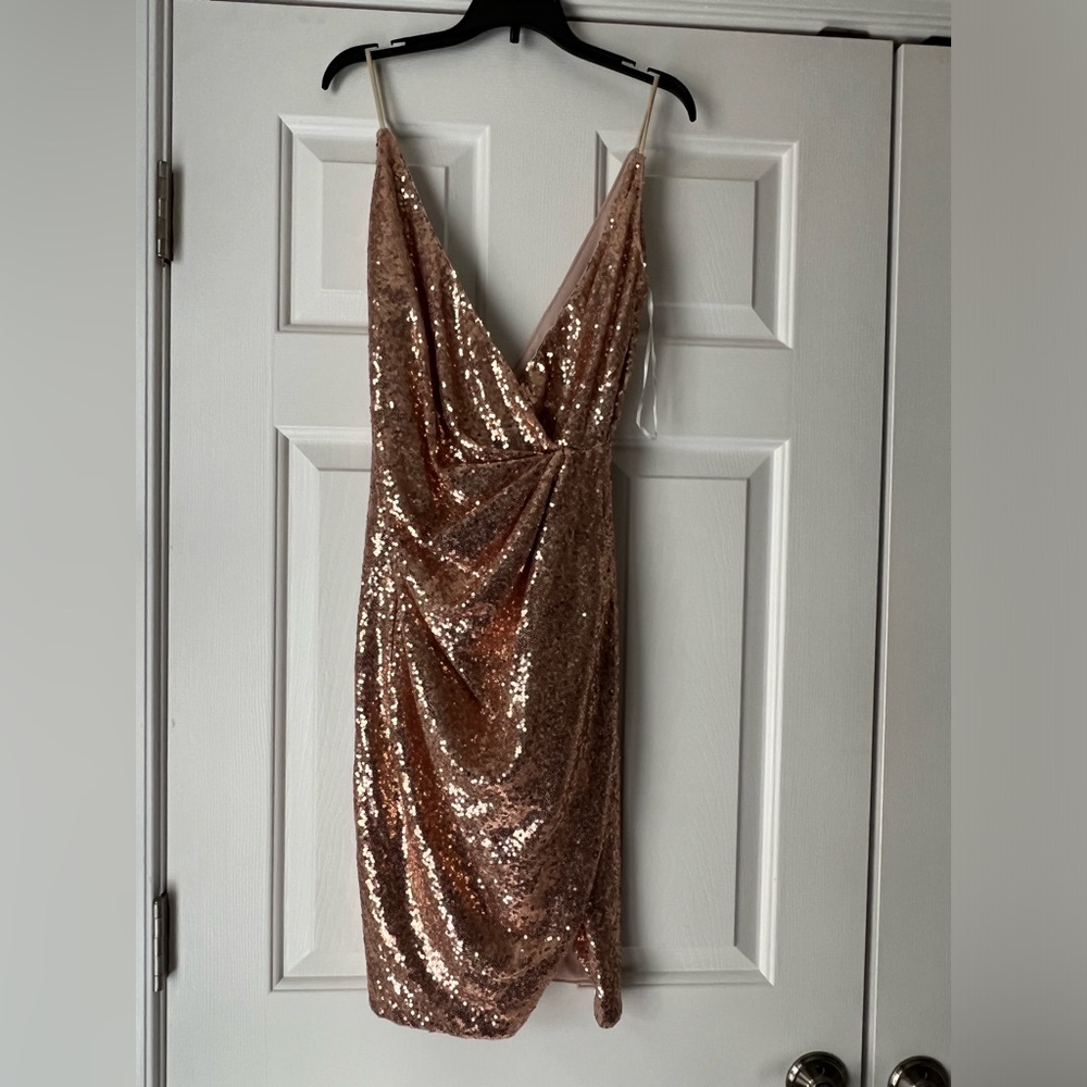 Gold sequin cocktail dress
